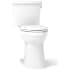 Kohler Kelston 1.28 GPF Two Piece Elongated Comfort Height Toilet with Right Hand Lever, CleanCoat Surface, Revolution 360 Flush, and AquaPiston Canister White
