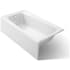 Kohler Mendota Collection 60" Cast Iron Three Wall Alcove Soaking Bath Tub with Left Hand Drain White