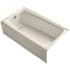 Kohler Mendota Collection 60" Cast Iron Three Wall Alcove Soaking Bath Tub with Left Hand Drain Almond