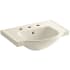 Kohler Veer 24" Pedestal Bathroom Sink with Three Holes Drilled and Overflow Almond
