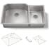 Kohler Strive 36" Double Basin Undermount 16-Gauge Stainless Steel Kitchen Sink with SilentShield Stainless Steel