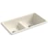 Kohler Iron/Tones 33" Drop In Smart Divide Double Basin Enameled Cast Iron Kitchen Sink Almond