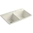 Kohler Brookfield 33" Double Basin Top-Mount Enameled Cast-Iron Kitchen Sink Almond