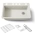 Kohler Riverby 33" Undermount Single Basin Enameled Cast Iron Workstation Kitchen Sink with Utility Rack, Sink Rack and Colander, and Intregral Cutting Board Biscuit