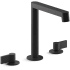 Kohler Components 1.2 GPM Widespread Row Spout Bathroom Faucet with Lever Handles, UltraGlide Technology and Pop-Up Drain Assembly Matte Black