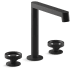 Kohler Components 1.2 GPM Widespread Row Spout Bathroom Faucet with Industrial Handles, UltraGlide Technology and Pop-Up Drain Assembly Matte Black