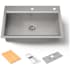 Kohler Task 33" Undermount Single Basin Stainless Steel Kitchen Sink with Basket Strainer, Colander, and Cutting Board N/A