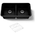 Kohler Cairn 33-1/2" Undermount Double Equal Bowl Neoroc Granite Composite Kitchen Sink with Right Sink Rack Included Matte Black