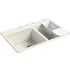 Kohler Riverby 33" Drop In Double Basin Cast Iron Kitchen Sink Biscuit
