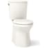Kohler Irvine Comfort Height Two-Piece Elongated 1.28 GPF Toilet with Continuous Clean Tank, Skirted Trapway, Revolution 360 and AquaPiston Flushing Technologies and Left-Hand Trip Lever Biscuit