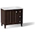 Kohler Poplin 36" Free Standing Single Basin Vanity Set with Cabinet and Quartz Vanity Top - Includes Undermount Sink and Cabinet Hardware Claret Suede