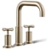 Kohler Purist Deck Mounted Roman Tub Filler with Dual Cross Handle Brushed Bronze