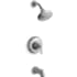 Kohler Forte Single Handle RiteTemp Tub and Shower Trim with Rain Shower Head Brushed Chrome