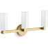 Kohler Lighting Crue 3 Light 22" Wide Vanity Light with Frosted Glass Shades Brushed Moderne Brass