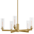 Kohler Lighting Crue 5 Light 26" Wide Chandelier with Clear Glass Shades Brushed Moderne Brass