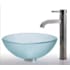 Kraus Bathroom Combo - 14" Frosted Glass Vessel Bathroom Sink with Vessel Faucet, Pop-Up Drain, and Mounting Ring Satin Nickel
