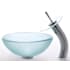 Kraus Bathroom Combo - 14" Frosted Glass Vessel Bathroom Sink with Vessel Faucet, Pop-Up Drain, and Mounting Ring Satin Nickel