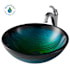 Kraus Arlo & Glass 17" Glass Vessel Bathroom Sink with 1.2 GPM Deck Mounted Bathroom Faucet and Pop-Up Drain Assembly Chrome