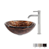 Kraus Bathroom Combo - 17" Gaia Glass Vessel Bathroom Sink with Vessel Faucet, Pop-Up Drain and Mounting Ring Chrome