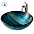 Kraus Arlo & Glass 17" Glass Vessel Bathroom Sink with 1.2 GPM Deck Mounted Bathroom Faucet and Pop-Up Drain Assembly Chrome