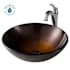 Kraus Arlo & Glass 16-1/2" Glass Vessel Bathroom Sink with 1.2 GPM Deck Mounted Bathroom Faucet and Pop-Up Drain Assembly Chrome