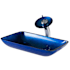 Kraus Galaxy Blue Bathroom Combo - 21-7/8" Irruption Blue Glass Vessel Bathroom Sink with Vessel Faucet, Pop-Up Drain, and Mounting Ring Chrome