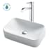 Kraus White Ceramic Bathroom Combo - 19-1/4" Ceramic Vessel Bathroom Sink With Vessel Faucet, Pop-Up Drain Chrome