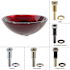 Kraus Galaxy Red 16-1/2" Irruption Red Glass Vessel Bathroom Sink - Includes Pop-Up Drain and Mounting Ring Chrome