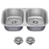 Kraus Premier 32” Undermount 50/50 Double Bowl 18-Gauge Stainless Steel Kitchen Sink with Basket Strainers Stainless Steel