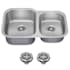 Kraus Premier 32” Undermount 60/40 Double Bowl 18-Gauge Stainless Steel Kitchen Sink with Basket Strainers Stainless Steel