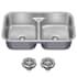 Kraus Premier 32” Undermount 50/50 Double Bowl with Low Divider 18-Gauge Stainless Steel Kitchen Sink with Basket Strainers Stainless Steel