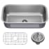 Kraus Premier Kitchen 32-3/8" Undermount Single Basin Stainless Steel Kitchen Sink with Basin Rack and Basket Strainer Stainless Steel
