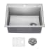 Kraus Fairlane 25" Drop In Single Basin Stainless Steel Kitchen Sink with Basin Rack and Basket Strainer Stainless Steel