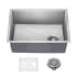 Kraus Fairlane 24-1/2" Undermount Single Basin Stainless Steel Kitchen Sink with Basin Rack and Basket Strainer Stainless Steel
