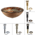 Kraus Copper 16-1/2" Ares Glass Vessel Bathroom Sink - Includes Pop-Up Drain and Mounting Ring Antique Brass