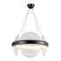Kuzco Lighting Taurus 22" Wide LED Ring Chandelier with Ribbed Glass Shades Urban Bronze / Clear Ribbed Glass