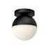 Kuzco Lighting Monae Flush Mount Globe Ceiling Fixture Black / Opal Glass