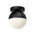 Kuzco Lighting Monae Flush Mount Globe Ceiling Fixture Black / Opal Glass