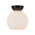 Kuzco Lighting Arcadia 8" Wide Semi-flush Globe Ceiling Fixture Black / Opal Glass