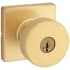 Kwikset Pismo Single Cylinder Keyed Entry Door Knob Set with Square Rose and SmartKey Satin Brass