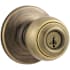 Kwikset Polo Single Cylinder Keyed Entry Lever Set with Round Rose and SmartKey Antique Brass
