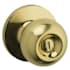 Kwikset Regina Privacy Door Knob Set with Round Rose from the Safe Lock Collection Bright Brass