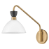 Lark Simon 14" Tall Hardwired or Plug-In Wall Sconce with Cased Opal Shade Heritage Brass / Black