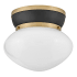 Lark Lucy 12" Wide Flush Mount Bowl Ceiling Fixture with Cased Opal Glass Lacquered Brass / Black