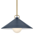 Lark Milo 1 Light 16" Wide Pendant with Metal Shade Lacquered Brass / Matte Navy