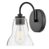 Lark Vera 10" Tall Bathroom Sconce with Clear Glass Shade Black