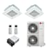 LG 36K BTU Cooling 22 SEER2 Two Zone Ceiling Cassette Mini Split Package with 12K + 18K Indoor Units White