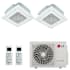 LG 24K BTU Cooling 22.5 SEER2 Two Zone Ceiling Cassette Mini Split Package with 7K + 18K Indoor Units White