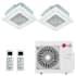 LG 30K BTU Cooling 22 SEER2 Two Zone Ceiling Cassette Mini Split Package with 12K + 12K Indoor Units White