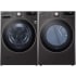 LG 27 Inch Wide 4.5 Cu. Ft. Front Load Washer and 7.4 Cu. Ft. Front Load Gas Dryer Laundry Pair with ColdWash and TrueSteam Black Steel